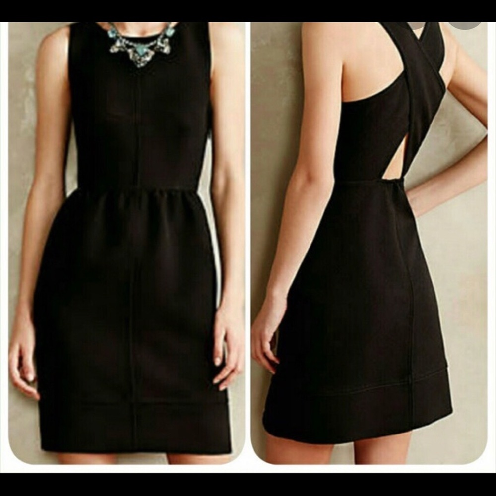 Anthropologie Maeve Geometric Black Cocktail Dress